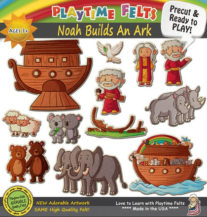 Noah Builds an Ark | PRECUT Ready to Play Colorful & Durable Felt Pieces for Toddlers, Preschool & Kindergarten | Reusable Felt Board Stories