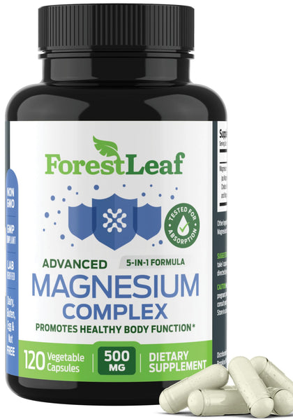 500mg Advanced Magnesium Complex - 5 in 1 Formula for Bones, Muscles, Nerves, Sleep, Energy - 500 mg Magnesium Supplement with Taurate, Malate, Bisglycinate (Glycinate) Chelate (500 MG - 1 Pack)
