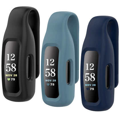 HSWAI 3-Pack Clips Replacement for Fitbit Inspire 2/Fitbit Inspire 3, Soft Comfortable Silicone Clip 360°Protection Holder Accessory Compatible with Fibit Inspire 2/3?Black/Navy/Slate