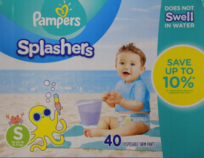 Swim Diapers Size 3 (13-24 lb) - Pampers Splashers Disposable Swim Pants, Small, Pack of 2 (Twinpack), 20 Count