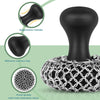 Cast Iron Scrubber | Dish Scrub Brush | 316 Cast Iron Cleaner Chainmail Scrubber for Cast Iron Pan Skillet Cleaner - Dish Scouring Pad Dishwasher Safe Cleaning Kit (Black, 1 Scrubber + 1 Scraper)