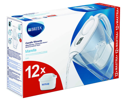 Brita Jahrespaket Cool weiß Marella Water Filter Jug Pack Maxtra+, Annual (Pack of 12), White
