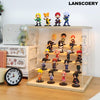 LANSCOERY Clear Acrylic Display Case with Light, Assemble 5 Tier Display Box Stand with Wooden Base, Dustproof Protection Showcase for Collectibles Memorabilia Figurines (11.8x11x11.8inch; 30x28x30cm)