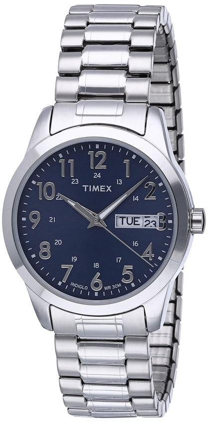 Timex Men's South Street Sport 36mm Watch - Silver-Tone Case Blue Dial with Silver-Tone Stainless Steel Expansion Band