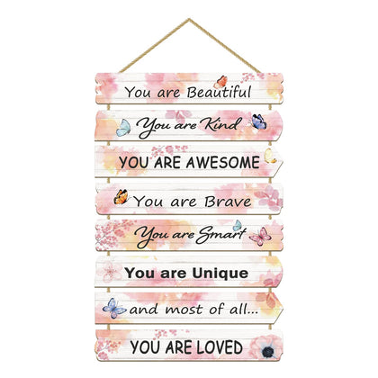 Paquesta Girls Room Decor Butterfly Wall Decor for Girls Bedroom Inspirational Wall Art for Kids Pink Wall Decorations Little Girl Toddler Room Wood Sign Nursery Room Decor (Butterfly)