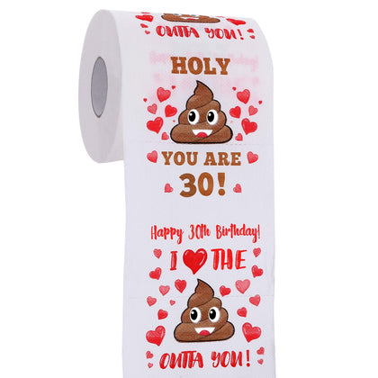 AOZITA 30th Birthday Gifts for Men and Women - 3 Ply Happy Prank Toilet Paper Decorations for Him, Her - Party Supplies Favors Ideas - Funny Gag Gifts, Novelty Bday Present for Friends, Family