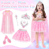 Princess Dress Up Clothes for Little Girls Toddlers, Princess Costume Set with Princess Cape, Tutu, Crown, Shoes, Play Jewelry, Kids Pretend Play & Dress Up Princess Toys & Gifts for Girls Toddlers
