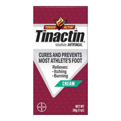 Tinactin Antifungal Cream, Athletes Foot Treatment, Tolnaftate 1%, Proven Clinically Effective on Most Athletes Foot and Ringworm, 1 Ounce, 30 Grams, Tube