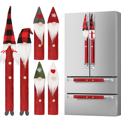 D-FantiX Gnome Christmas Refrigerator Handle Covers Set of 8, Adorable Swedish Tomte Kitchen Appliance Handle Covers Microwave Oven Dishwasher Fridge Door Handle Covers Protector Christmas Decorations