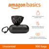 Amazon Basics Standard Dog Poop Bags with Dispenser and Leash Clip, Unscented, 900 Count, 60 Pack of 15, Black, 13 Inch x 9 Inch