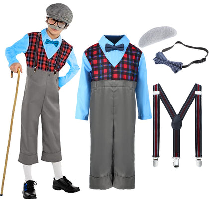 Lingway Toys Kids Little Old Man Costume Pretend to be Grandpa Costume for Boys Medium(6-8)