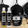 Culina Cast Iron Soap & Conditioning Oil & scrubbing salt & brush | All Natural Ingredients | Best for Cleaning, Non-stick Cooking & Restoring | for Cast Iron Cookware, Skillets