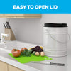 Cooler Kitchen 1.3 Gallon White Countertop Compost Bin - Kitchen Compost bin with EZ-No Lock Lid, Plastic Liner & Charcoal Filters - Sturdy Construction & Odor-Free Seal Dishwasher Safe