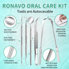 Dental Pick, Tooth Cleaner, 5 Pack, RONAVO Dental Tools, Professional Personal Care, Stainless Steel Plaque Remover for Teeth, U-Shaped Tongue Scraper, Teeth Cleaning Tools with Case, 5pc