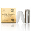 Wise Floss Patented Woven Dental Floss with Reusable Dispenser, 2 Refills (Mint) - 100 Yards of Thick Knitted Expanding Waxed Floss Dentist Designed Oral Care for Teeth, Gums | Recyclable & PFAs Free
