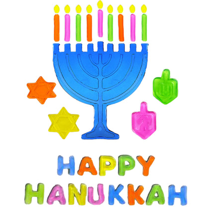 Hanukkah Window Gel Clings Menorah and Dreidel Decoration Hanukkah Decoration, Happy Hanukkah (Hanukkah Gel Clings, Single)