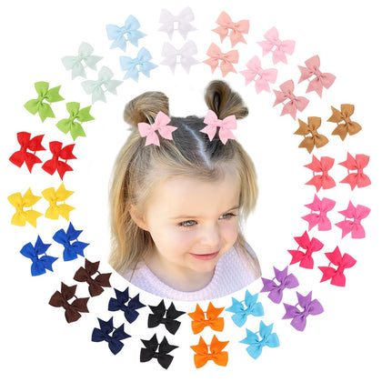 40Pcs Baby Hair Ties for Toddler Girls - 1.7 Inch Elastics Rubber Ribbon Hair Bands Toddler Hair Tie with Bows for Baby Girls Small Hair Ties Infants Hair Accessories
