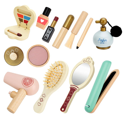 HEELWIRE Wooden Makeup Toy Set for Kids, Girls Imaginative Pretend Beauty Makeup Set Toys, Great Gift for Girls Ages 3+.
