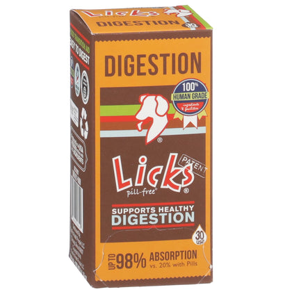 Licks Pill Free Dog Digestion - Dog Gut Health and Gas Relief - Bloating Relief and Digestion Supplement for Dogs - Dog Health Supplies - Gel Packets - 30 Use