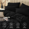 CozyLux Queen Comforter Set - 7 Pieces Bed in a Bag Set Black, Bedding Sets Queen with All Season Quilted Comforter, Flat Sheet, Fitted Sheet, Pillowcases, Black, Queen