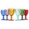 WHOLE HOUSEWARES | Multi Colored Glass Drinkware Set | Vintage Drinking Cups | 9.5oz Water Glasses | Set of 6 | For Wedding or Parties | Blue, Amber, Red, Pink, and Green (Glass Goblet)