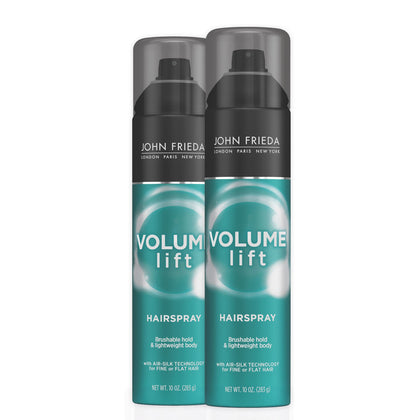 John Frieda Hairspray Volume Lift, for Fine or Flat Hair, Safe for Colour-Treated Hair, Volumizing Hair Nourishing Spray with Air-Silk Technology, 10 Ounces (Pack of 2),