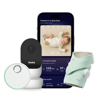 Owlet® Dream Duo 2 Smart Baby Monitor: FDA-Cleared Dream Sock® Plus Owlet Cam 2- Tracks & Notifies for Pulse Rate & Oxygen While Viewing Baby in 1080p HD WiFi Video - Bedtime Blue