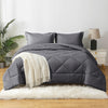 JOLLYVOGUE Dark Grey Queen Comforter Set, Reversible Bed in a Bag Bedding Set for All Seasons, 3 Pieces Bed Set with 1 Comforter and 2 Pillow Shams