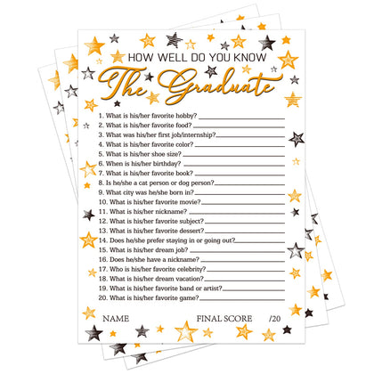 WhatSign 36PCS Graduation Game Card Class of 2023 Graduation Party Games Card How Well Do You Know The Graduate Graduation Games for Party Senior High School College Graduation Party Favor Activities