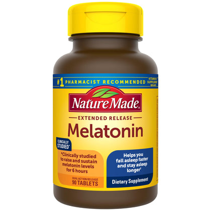 Nature Made Melatonin 4mg Extended Release Tablets, 100% Drug Free Sleep Aid for Adults, 90 Day Supply, 90 Count (Pack of 1)