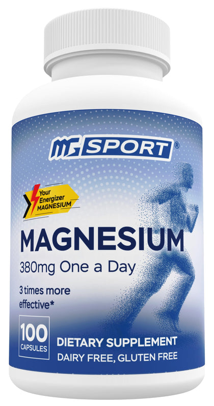 High Absorption Magnesium for Leg Cramps,tensed Muscles, Supports Muscles Function with Vitamins B6, D, E, 380mg Magnesium, 100 Servings