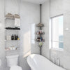 Rustproof Shower Caddy for Bathroom, Bathtub Storage Organizer with 4 Adjustable Baskets, 39-125 Inch Shower Corner Caddy with Tension Pole for Shampoo Accessories, Black