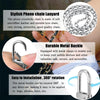 Turkalla Phone Crossbody Chain Cell Phone Lanyard,Leather+Metal Shouder Strap Universal Phone Chain Strap with Phone Tether Patches Compatible with Most Phones Bag Purse White Silver+White