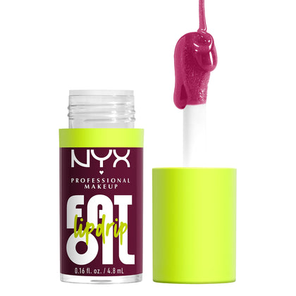NYX PROFESSIONAL MAKEUP Fat Oil Lip Drip, Moisturizing, Shiny and Vegan Tinted Lip Gloss - That's Chic (Deep Berry)