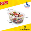 GladWare Deep Dish Food Storage Containers | Large Rectangle Food Storage, Food Containers Hold up to 64 Ounces of Food | Glad Containers with Glad Lock Tight Seal, 3 Count, Standard