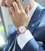 BRIGADA Men's Watches Classic Rose Gold Business Casual Wrist Watch for Men Quartz Waterproof