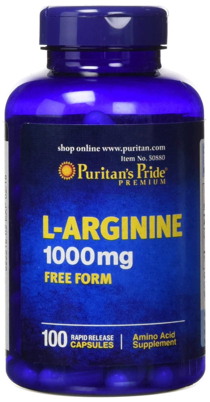 Puritan's Pride L-Arginine 1000mcg , 100 Count (Pack of 2) , total 200
