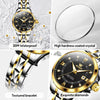 OLEVS Watches Women Diamond Elegant Black and Gold Watch Date Ouartz Waterproof Dress Watch Ladies Two Tone Stainless Steel Watches