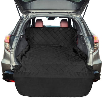 F-color SUV Cargo Liner for Dogs, Water Resistant Pet Cover Dog Seat Mat SUVs Sedans Vans with Bumper Flap Protector, Non-Slip, Large Size Universal Fit, Black
