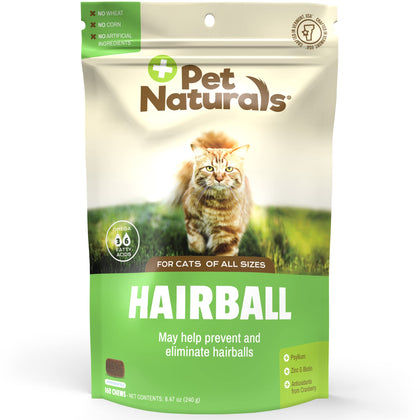 Pet Naturals Hairball for Cats with Omega 3, Chicken Flavor, 160 Chews - Can Help Eliminate Hairballs and Manage Excess Shedding - No Corn or Wheat
