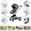 Hot Mom Baby Stroller 360 Rotation Function,Baby Carriage Pu Leather Pushchair Pram 2020 (F023-dark Grey)