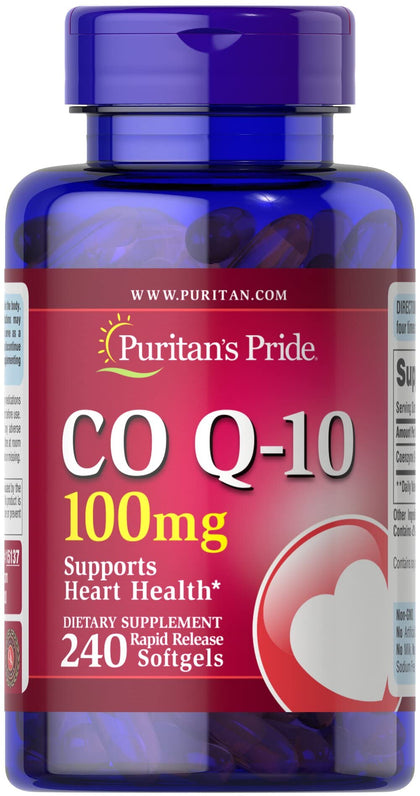 Puritan's Pride CoQ10 100mg, Supports Heart Health, 240 Rapid Release Softgels