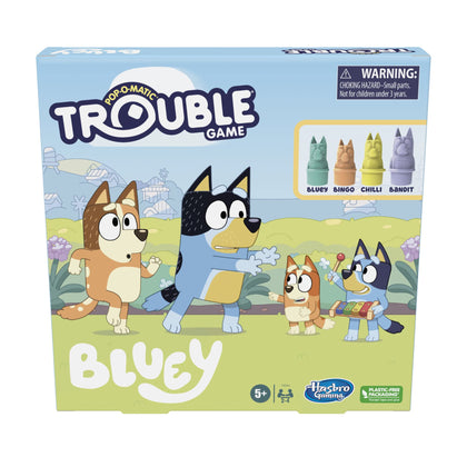 Hasbro Gaming Trouble: Bluey Edition Board Game for Kids, 2-4 Players, Race Bluey, Bingo, Bandit, or Chilli to The Finish, Easter Basket Stuffers, Ages 5+ (Amazon Exclusive)