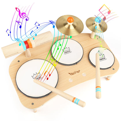 Kids Drum Set for Toddlers 1-3, All in One Musical Instruments - Wooden Musical Toys - Montessori Sensory Toys for 1 Year Old - Birthday Gifts for Girls Boys