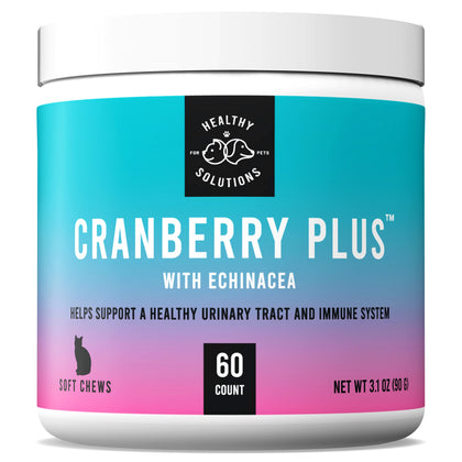 Cranberry Chews for Cats - UTI, Bladder, Kidney, & Urinary Tract Support - Cat Health Supplements Contain Cranberry Extract, Echinacea, Vitamin C, and Astragalus Root - 60 Soft Treats