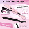 DIY Lash Extension Kit Individual Eyelash Extension Kit B&Q D Curl Cluster Lashes Individual Eyelashes with Lash Bond and Seal, Lash Applicator Tool DIY Lash Extensions at Home (Kit,40D-0.07D-8-18mix)