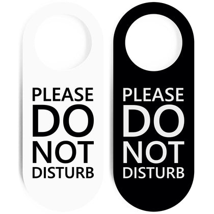 Do Not Disturb Door Hanger Sign 2 Pack (Black & White Double Sided) Please Do Not Disturb on Both Sides, Do Not Disturb Door Sign for Office, Home, Clinic, Dorm, Online Class, Meeting Session and More
