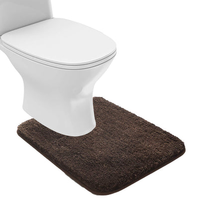 Suchtale Bathroom Contour Rug Non Slip Bath Mat Water Absorbent Soft Microfiber Shaggy Bathroom Mat Machine Washable Bath Rug for Bathroom Thick Plush U Shape Toilet Rug (20 x 24, Brown)