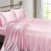 Vonty Satin Sheets Full Size Silky Soft Satin Bed Sheets Pink Satin Sheet Set, 1 Deep Pocket Fitted Sheet + 1 Flat Sheet + 2 Pillowcases