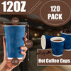 Lamosi 12 oz Paper Coffee Cups - 120 Pack, Insulated Corrugated Disposable Cups 12 oz, Kraft Ripple Wall Cups for Hot Beverage or Cold Drinks (Navy)